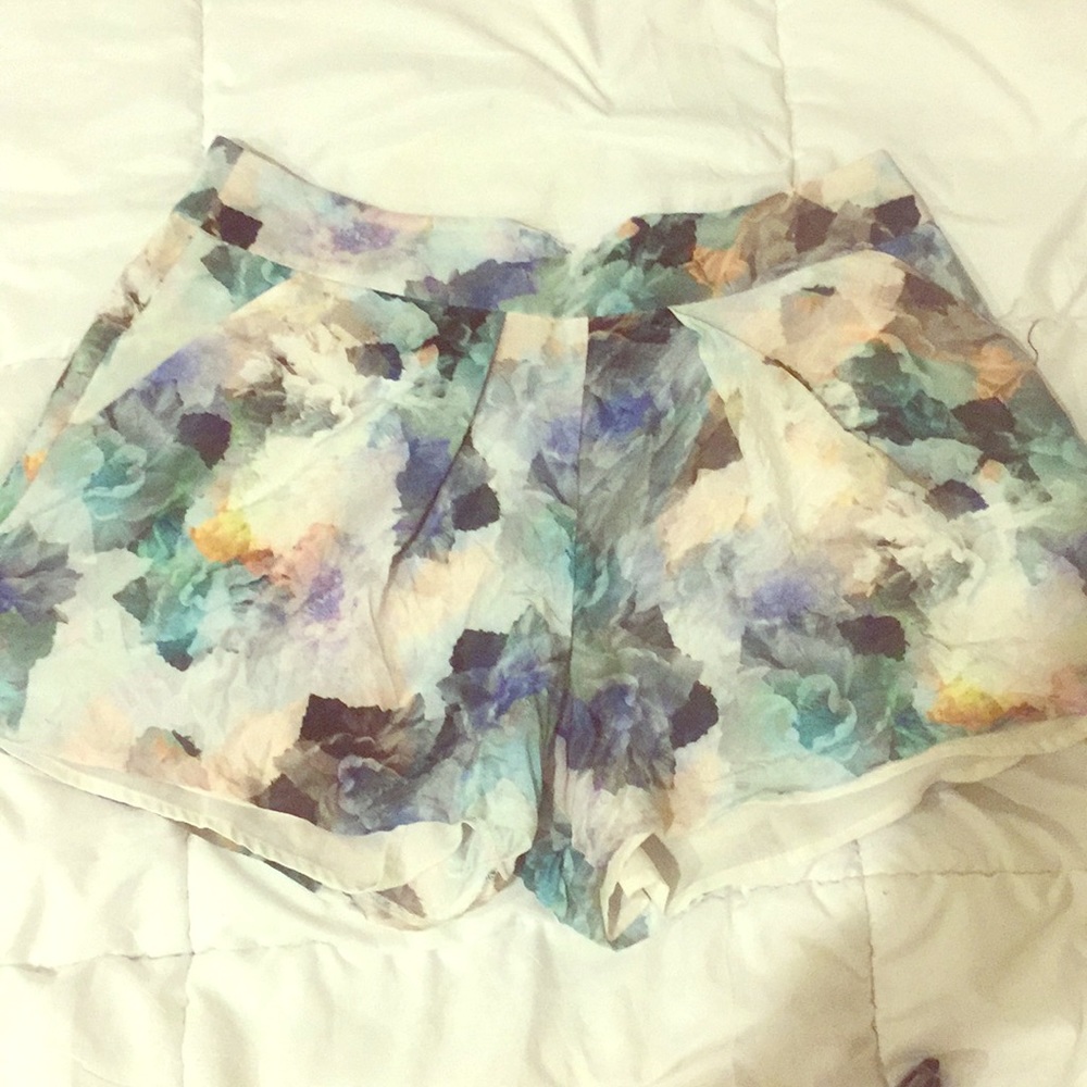 Rebecca Taylor floral silk shorts, lined